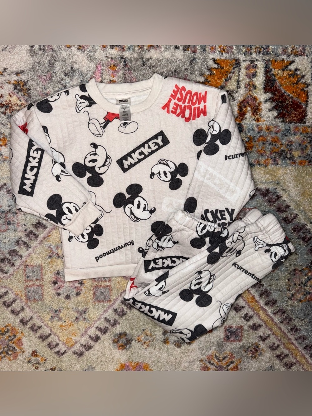 Disney Kids Mickey Mouse White, Black & Red Quilted Set
